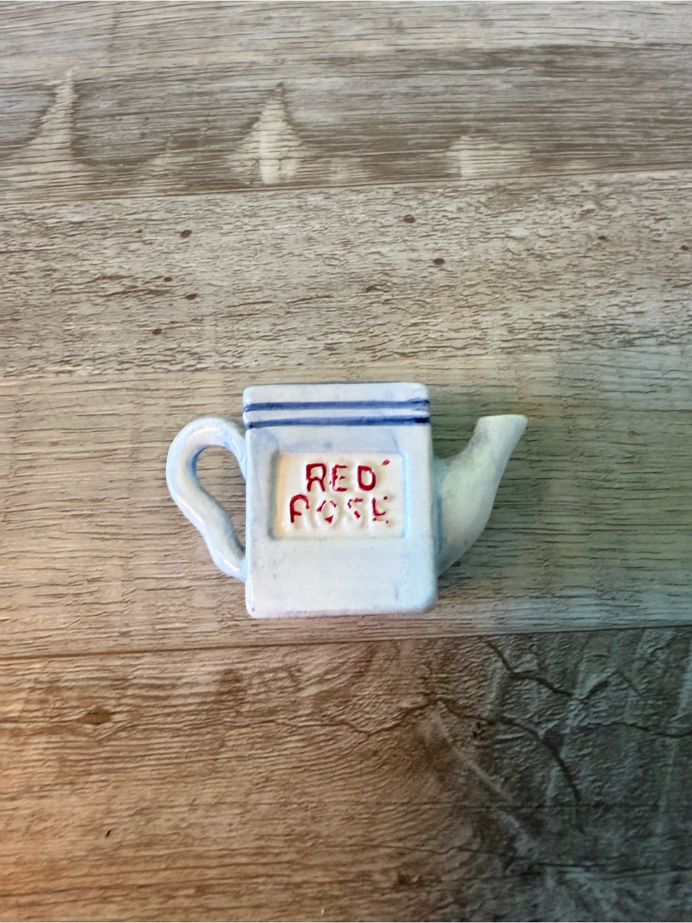 Red Rose Tea made Whimsie Barber Shop Teapot